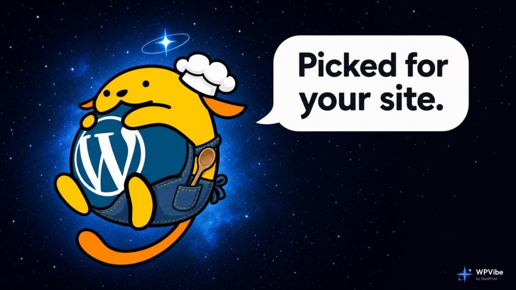 Chef Wapuu with a speech bubble saying Picked for your site
