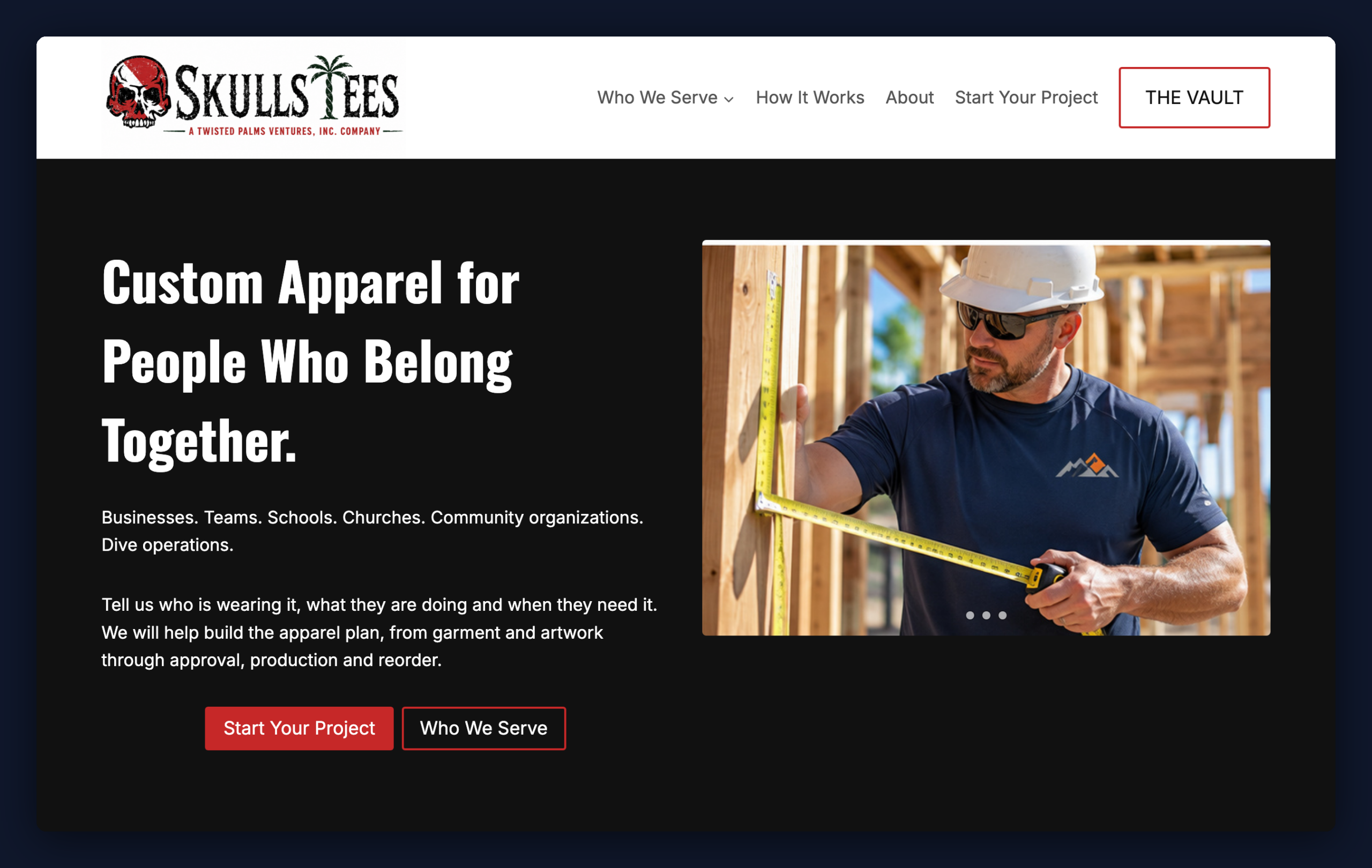 The skullstees.com homepage after the Groups site was merged into the main site